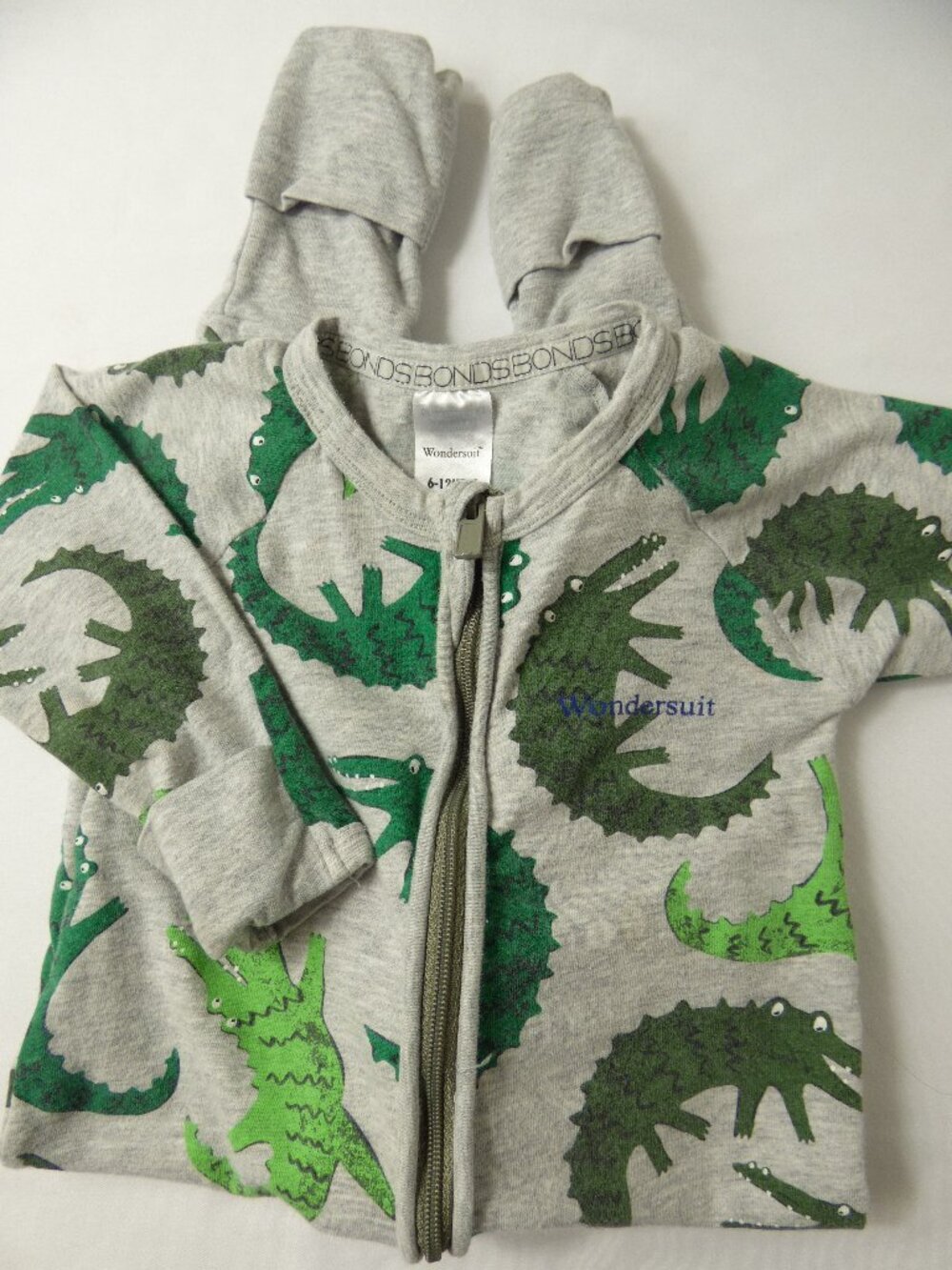 Bonds Alligator Organic Cotton Wondersuit, Size 6-12 Months